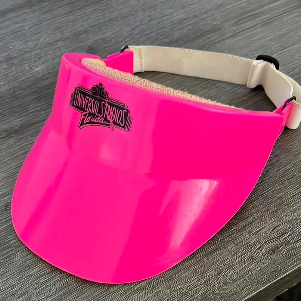 Universal studios Neon Pink Sun Visor hat vintage 30 anniversary with sunglasses
